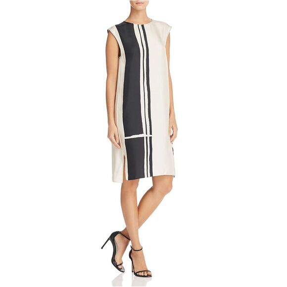 Theory Womens Minimal Shift Dress Beige S DM